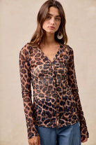 Leopard Printed Mesh Button Up Shirt