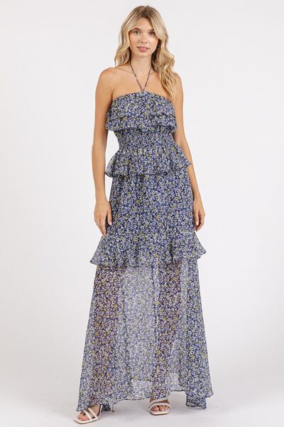 Ruffled Smocked Floral Maxi Dress