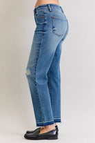 Mid Rise Boyfriend Destroy Release Hem Jeans