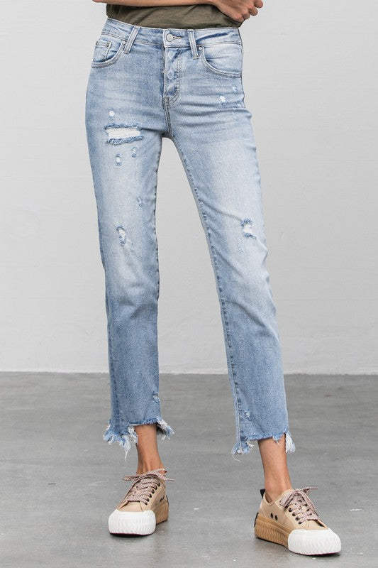 Mid Rise Straight Jeans