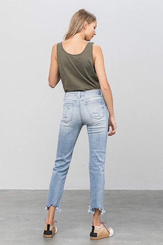Mid Rise Straight Jeans