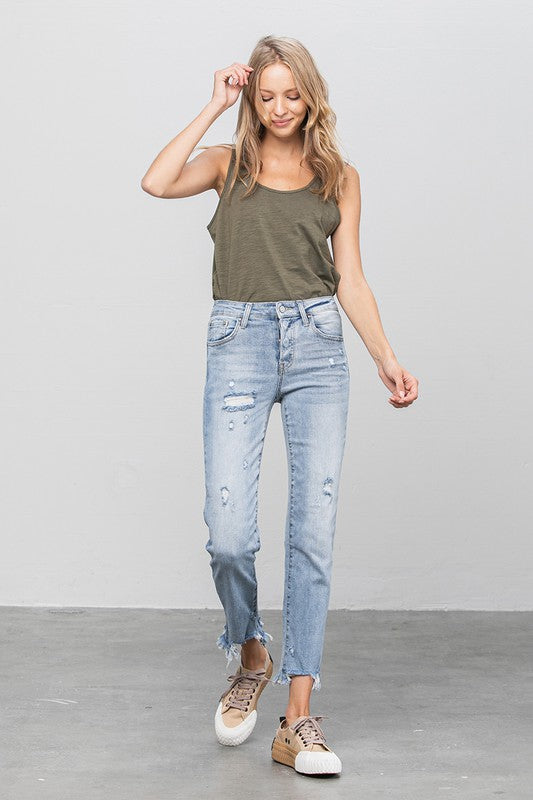 Mid Rise Straight Jeans