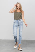 Mid Rise Straight Jeans