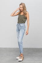 Mid Rise Straight Jeans