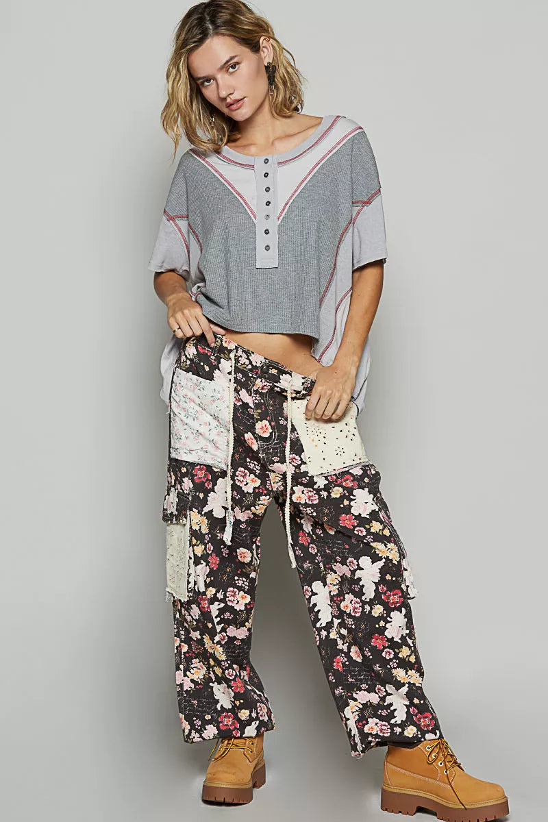 Contrast Stitching Top with Back Strap Detail