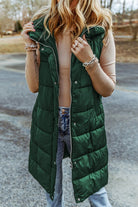 Quilted Long Hooded Vest