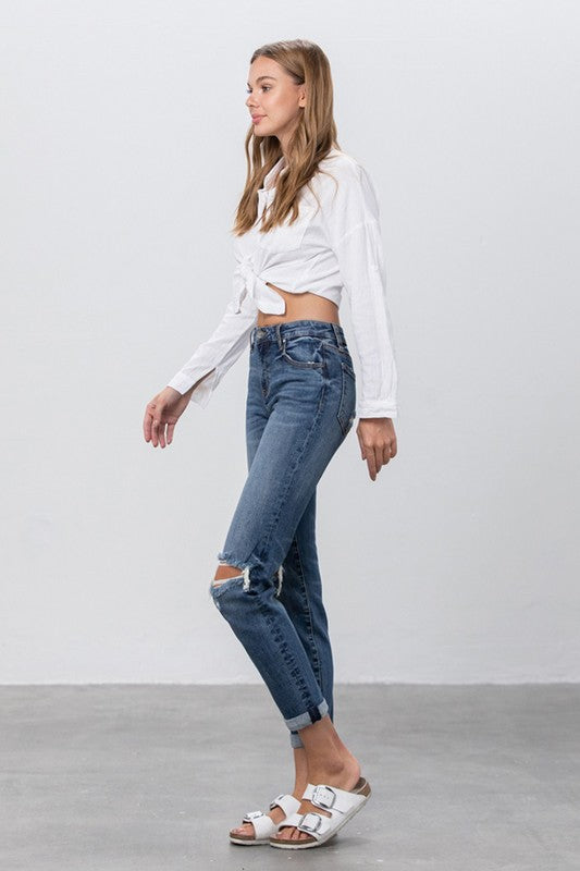 Mid Rise Slim Boyfriend Jeans
