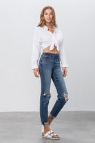 Mid Rise Slim Boyfriend Jeans