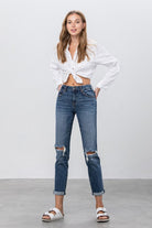 Mid Rise Slim Boyfriend Jeans