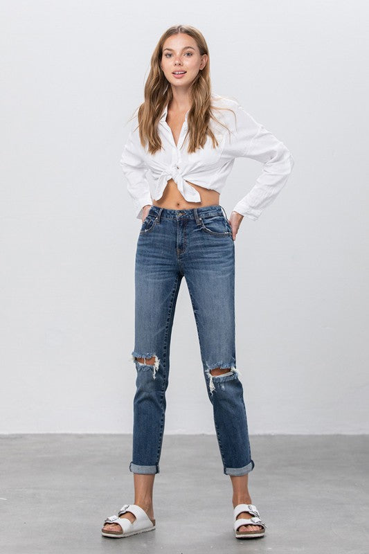 Mid Rise Slim Boyfriend Jeans