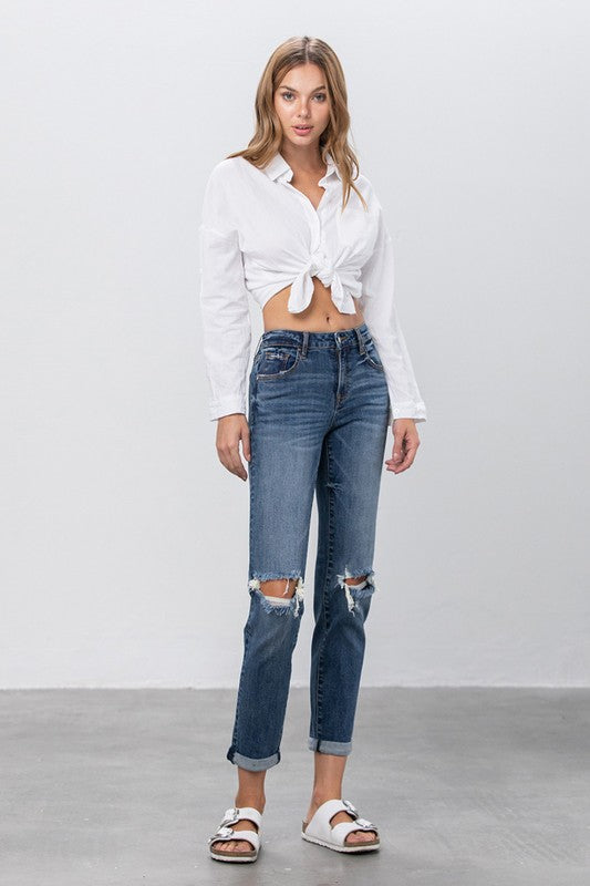 Mid Rise Slim Boyfriend Jeans