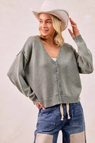 Washed Sweater V-Neck Cardigan
