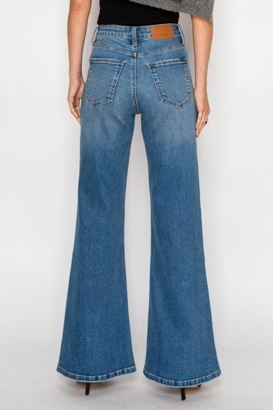 High Rise Tummy Control Relaxed Palazzo Jeans
