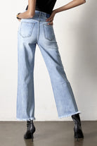 Flip Waist Distressed Straight Leg Jeans