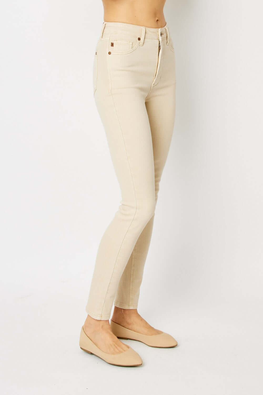 Garment Dyed Tummy Control Skinny Jeans