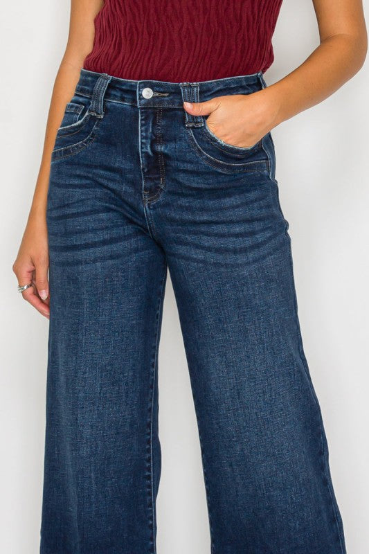 High Rise Tummy Control A-Wide Leg Fit Jeans