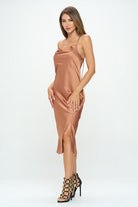 Satin Bias Slip Dress with Slit