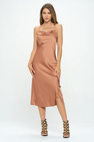 Satin Bias Slip Dress with Slit