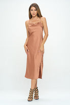 Satin Bias Slip Dress with Slit