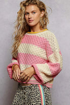 Contrast Striped Cable Knit Sweater