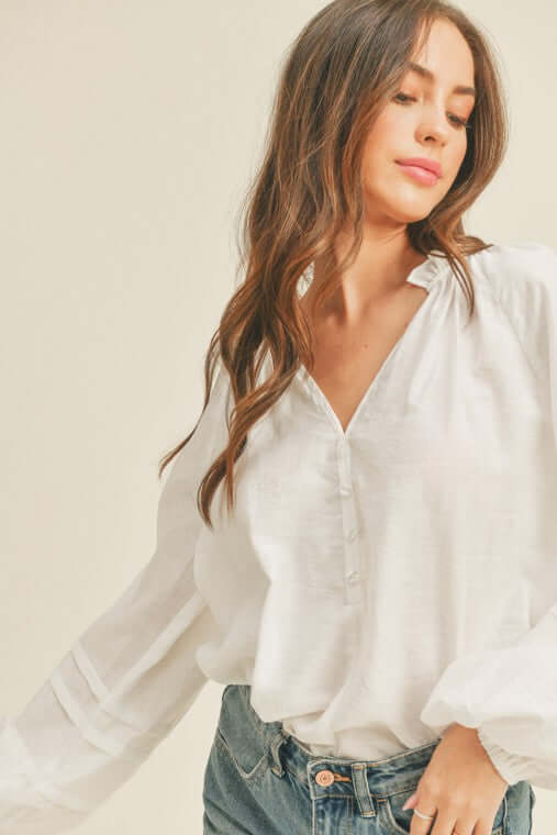 Lush Clothing V-Neck Button Top