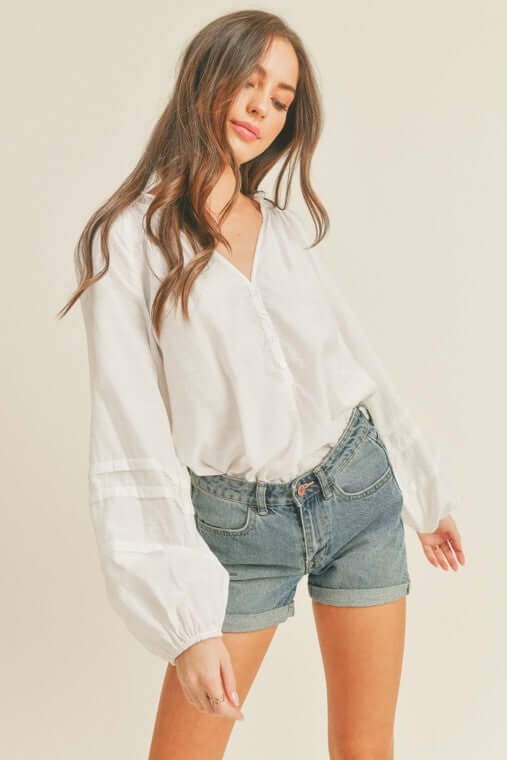 Lush Clothing V-Neck Button Top