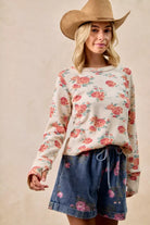 Floral Washed Waffle Thermal Top