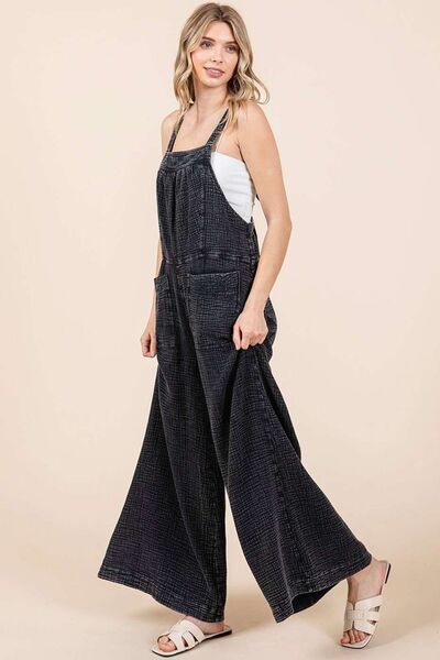 Mittoshop Textured Wide Leg Overalls