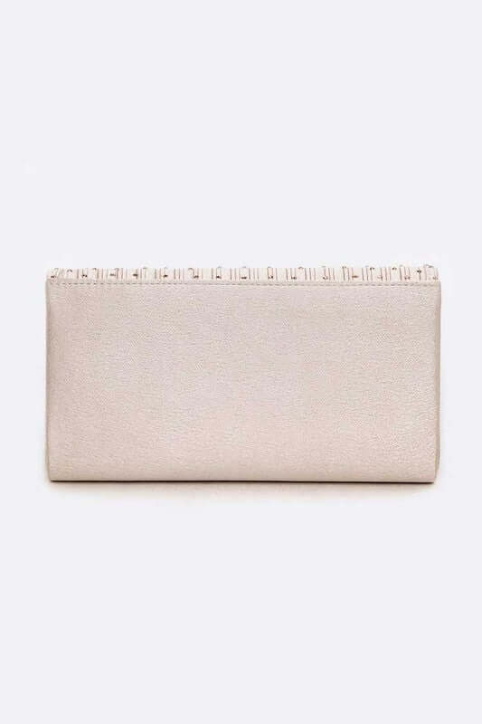 Crystal Pave Pleated Satin Clutch