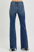 Mid Rise Flare Frayed Hem Jeans