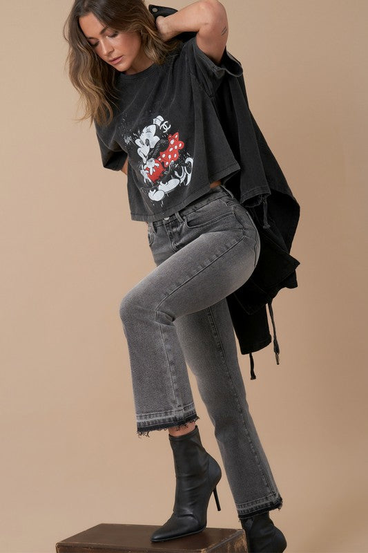 High Rise Bootcut Crop Jeans