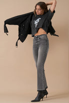 High Rise Bootcut Crop Jeans