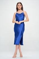 Satin Bias Slip Dress with Slit