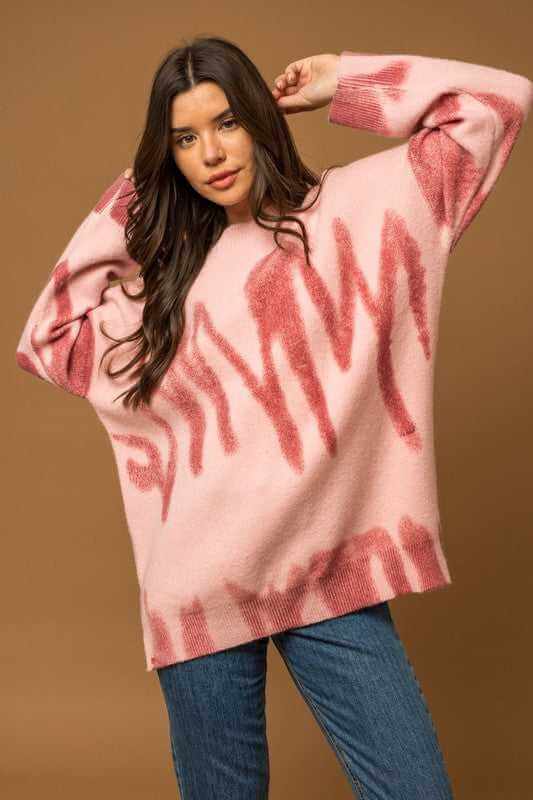 Gilli Long Sleeve Spray Print Sweater