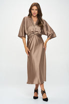 Satin Stretch Dress with Front Twist