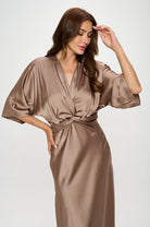 Satin Stretch Dress with Front Twist