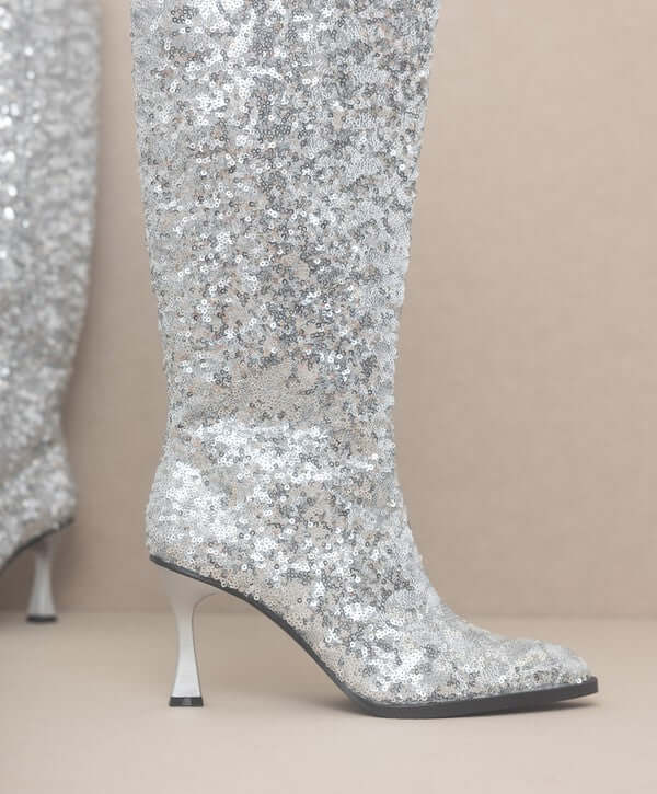 Oasis Society Jewel Knee High Sequin Boots