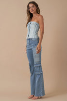 High Rise Cargo Bootcut Jeans