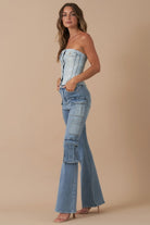High Rise Cargo Bootcut Jeans