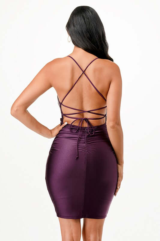 Back Lace Up Short Dress