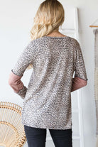 Leopard Exposed Seam Contrast T-Shirt