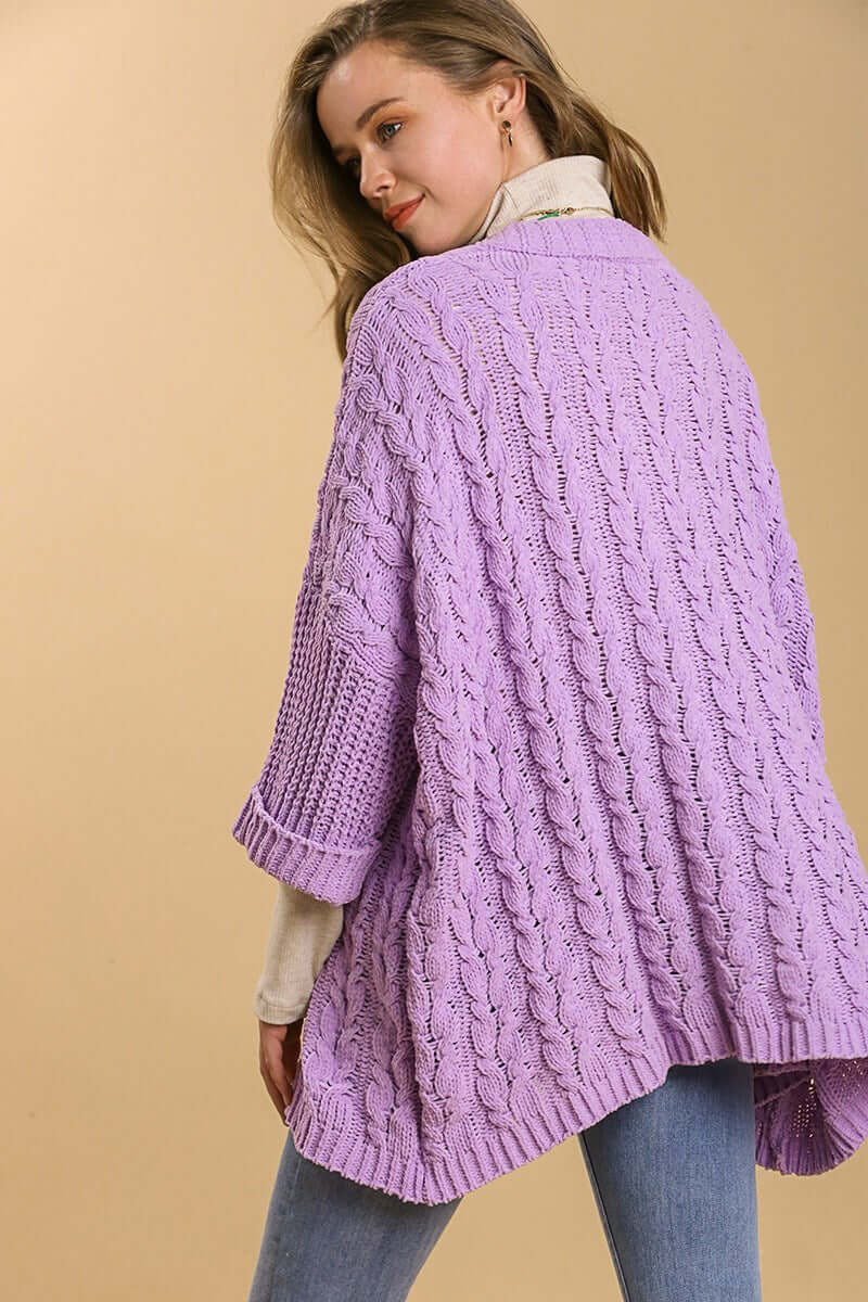 Cable Knit Open Front Cardigan