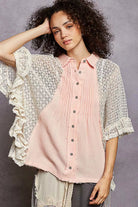 Button Down Front Pleated Shirt
