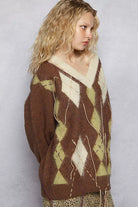 Argyle Pattern Mohair Sweater