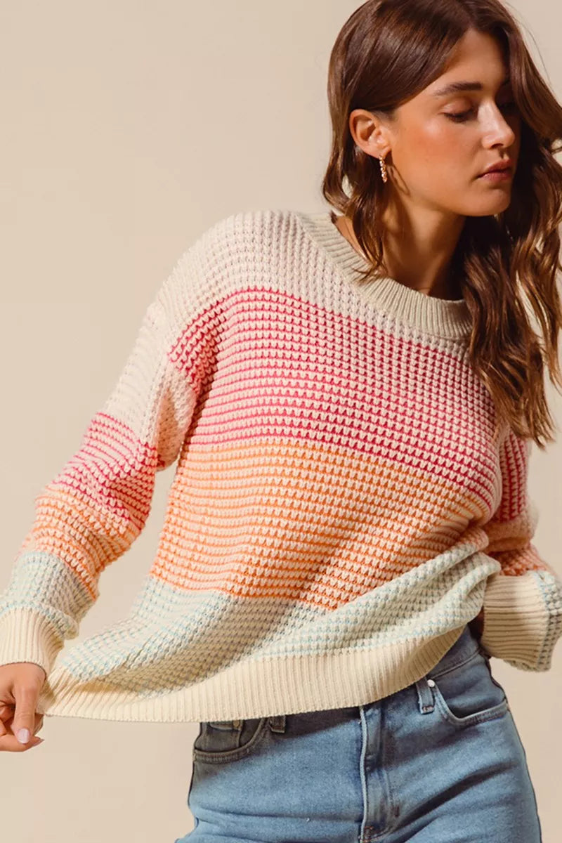 Color Block Long Sleeve Sweater