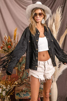Suede Fringe Long Sleeve Jacket