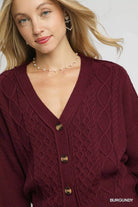 Chunky Cable Knit Button-Up Cardigan