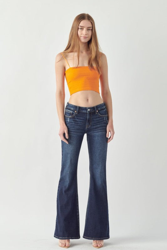 Mid Rise Stretch Super Flare Jeans