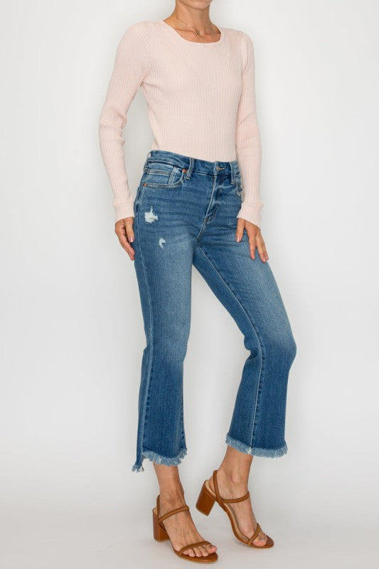 ECO FRIENDLY CORSET CROP FLARE JEANS