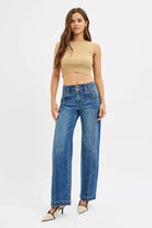 Mid Rise Fit Wide Baggy Jeans